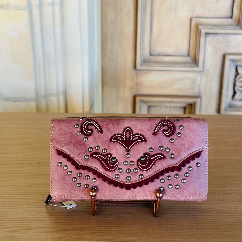 Montana West Purple Studded Fringe Satchel with Matching Wallet - Picture 4 of 10